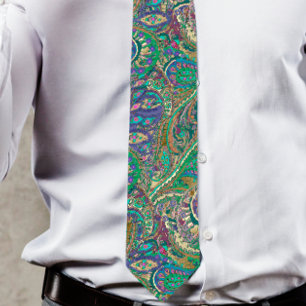 Paisley Peacock Colors Wedding Krawatte