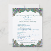 Paisley Peacock Colors Wedding Program Einladung (Vorderseite)