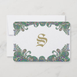 Paisley Peacock Colors Wedding Response Cards RSVP Karte