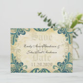 Paisley Peacock Colors Wedding Save the Date (Stehend Vorderseite)