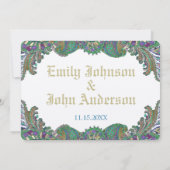 Paisley Peacock Colors Wedding Save the Date (Rückseite)