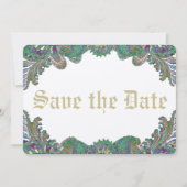 Paisley Peacock Colors Wedding Save the Date (Vorderseite)