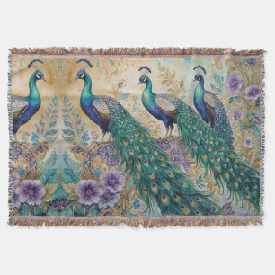 Paisley Peacock Floral Watercolor Decke