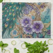 Paisley Peacock Floral Watercolor Geschirrtuch (Gefaltet)