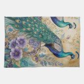 Paisley Peacock Floral Watercolor Geschirrtuch (Horizontal)