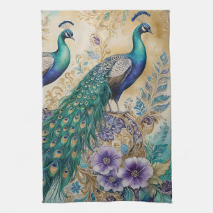 Paisley Peacock Floral Watercolor Geschirrtuch