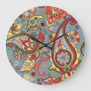 Paisley Perfection: Orientales Vintages Muster Große Wanduhr
