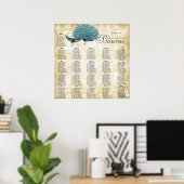 Paisley-Pfau-Farben-Empfangs-Sitzplan Poster (Heimbüro)