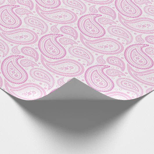 Paisley-Pink auf weißem Packpapier (Ecke)