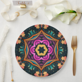 Paisley Pink Floral Blume 6a4 Pappteller