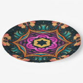 Paisley Pink Floral Blume 6a4 Pappteller (Schrägansicht)