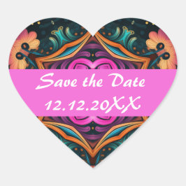 Paisley Pink Floral Flowe 6a4 Herz-Aufkleber