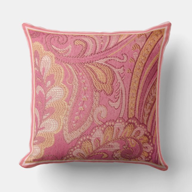 Paisley Pink und Orange Pillow Kissen (Vorderseite)