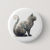 Paisley Profile Cat Button (Vorderseite)