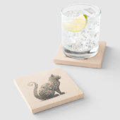 Paisley Profile Cat Steinuntersetzer (Seitenansicht)