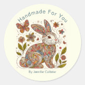Paisley Rabbit "Handmade for You" Marketing Runder Aufkleber (Vorderseite)