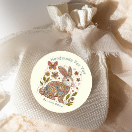 Paisley Rabbit "Handmade for You" Marketing Runder Aufkleber