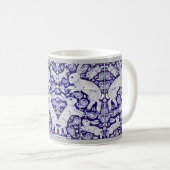 Paisley Rabbit Keramik Muster Blau-Weiß Kaffeetasse (VorderseiteRechts)