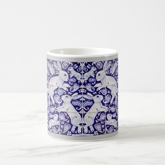 Paisley Rabbit Keramik Muster Blau-Weiß Kaffeetasse (Mittel)