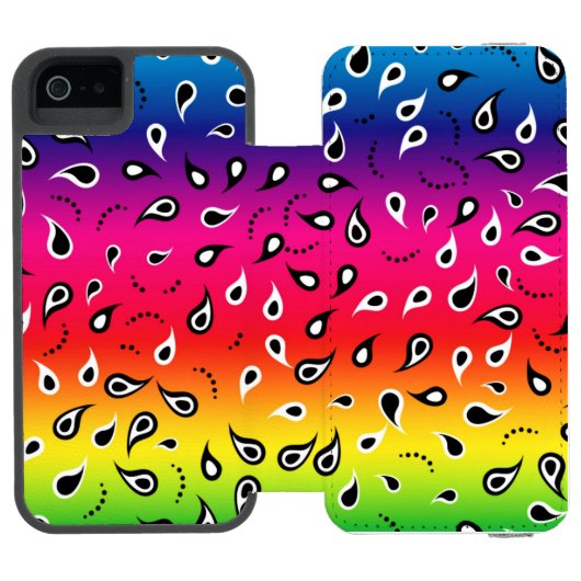 Paisley Rainbow Incipio iPhone Geldbeutel-Hülle (Folio Geöffnet)