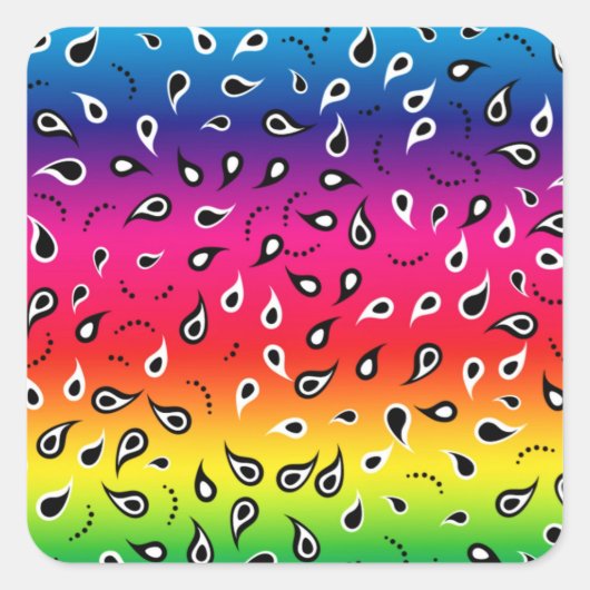 Paisley Rainbow Quadratischer Aufkleber (Vorderseite)