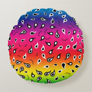 Paisley Rainbow Rundes Kissen