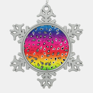 Paisley Rainbow Schneeflocken Zinn-Ornament