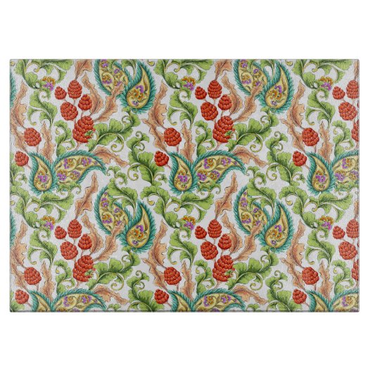 Paisley Red Raspberries Garden Cutting Board Schneidebrett (Vorderseite)