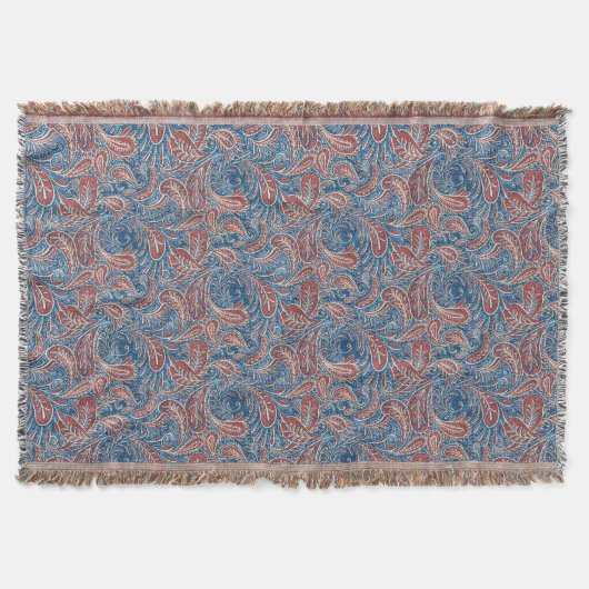 Paisley Red, White and Blue Imitats Denim Decke (Vorderseite)