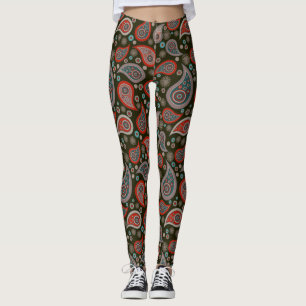 Paisley Rot-grüne Yoga-Hose Leggings