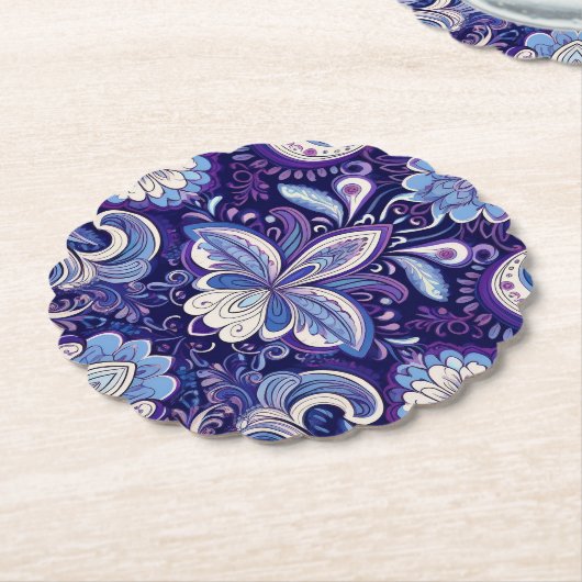 Paisley Royal Blue Coaster Untersetzer (angewinkelt)