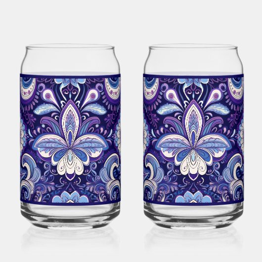 Paisley Royal Blue Soda Glass Dosenglas (Vorderseite)
