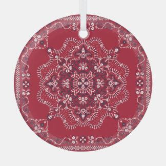 Paisley, Schädel, Bandana, Quadrat-Design. Ornament Aus Glas