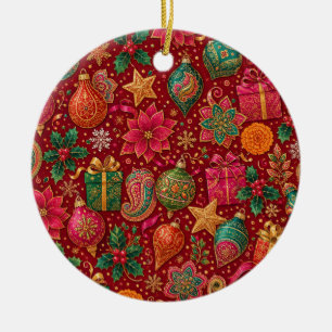 Paisley-Schmuck-Ornament in Juwel-Tönen aus Kerami Keramik Ornament