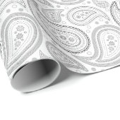 Paisley-Schwarzes auf weißem Packpapier (Rolleneckpunkt)