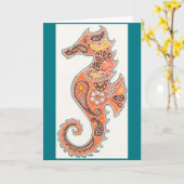 Paisley-Seepferd Karte (Gelbe Blume)