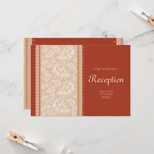 Paisley Spice Wedding Empfang Einladung (Vorderseite/Rückseite Beispiel)