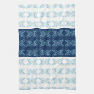 Paisley-Stil mit Blumen in Marineblau und Weiß Geschirrtuch