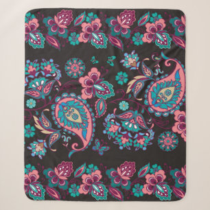 Paisley-Streifen: Schwarze dekorative nahtlose Obe Sherpadecke