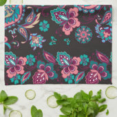 Paisley Strip: Schwarz dekorativ Nahtlos Geschirrtuch (Gefaltet)