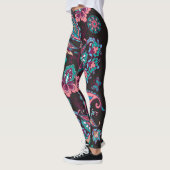 Paisley Strip: Schwarz dekorativ Nahtlos Leggings (Links)
