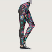Paisley Strip: Schwarz dekorativ Nahtlos Leggings (Rechts)