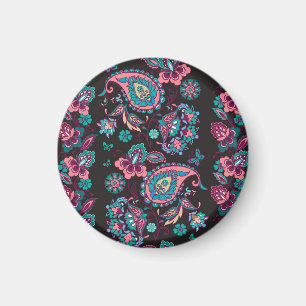 Paisley Strip: Schwarz dekorativ Nahtlos Magnet