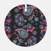 Paisley Strip: Schwarz dekorativ Nahtlos Ornament Aus Glas (Rückseite)