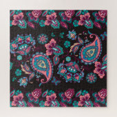 Paisley Strip: Schwarz dekorativ Nahtlos Puzzle (Horizontal)