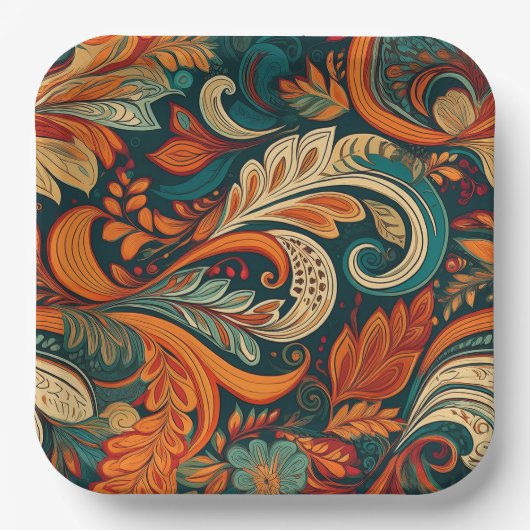 Paisley-Swirls-Papierteller Pappteller (Vorderseite)