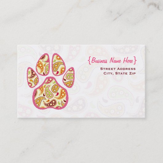 Paisley-Tatzen-Druck-Visitenkarte Visitenkarte (Vorderseite)