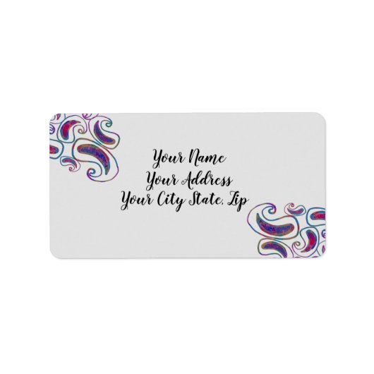 Paisley Tye Farbdesign Adressaufkleber (Vorne)