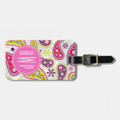 Paisley u. rosa Monogramm Gepäckanhänger (Vorderseite horizontal)