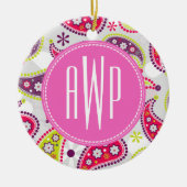 Paisley u. rosa Monogramm Keramik Ornament (Vorne)
